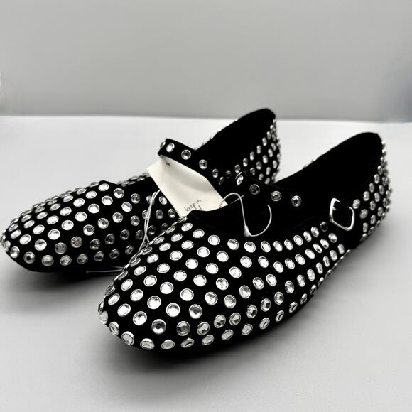 A New Day Flats Womens 8.5 Black Issa Rhinestone Mary Jane Ballet Trendy Cute - Picture 3 of 8